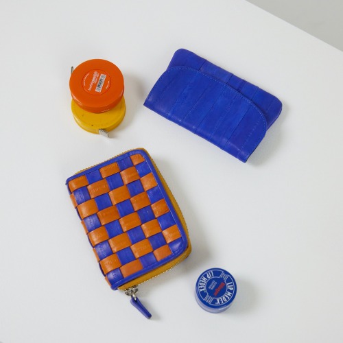 Checker board card wallet (체커보드 카드지갑) blue orange